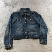 vtg expresse denim jacket womens L blue mexico cotton