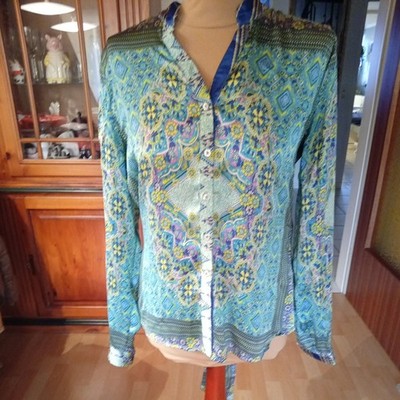 emily von den bergh Oberteil Sommerbluse Gr. 36 38 grün blau gelb bluse neu