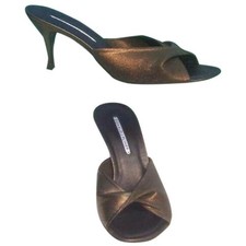 Donald Pliner Bronze Metallic Elastic Mesh and Leather Slide Shoe New NIB 255