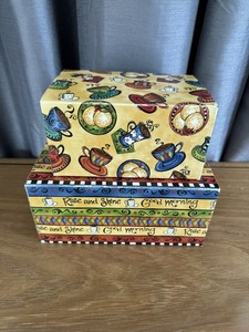 Decorative Stacking Gift Boxes Set of 2 Coffee themed Nesting