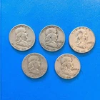 LOT OF 5 BENJAMIN FRANKLIN HALF DOLLARS 1951,1952,1952,1953 &1954