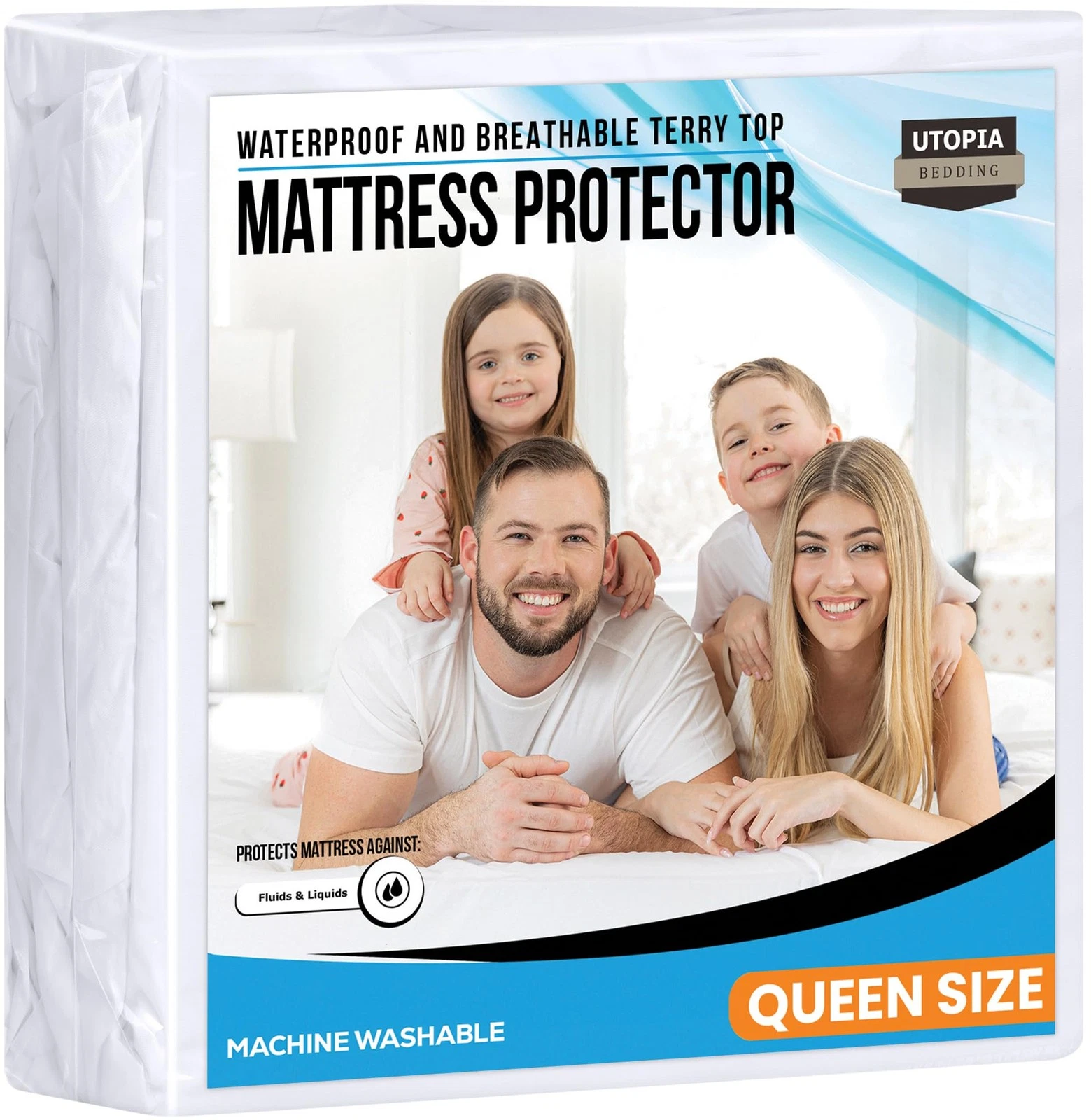 Queen Size Mattress Protector Waterproof, Premium 200 GSM Terry Mattress Cove...