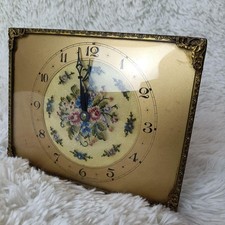 Antique Petit Point Clock Made in England Vintage Embroidered Floral 31cm Used