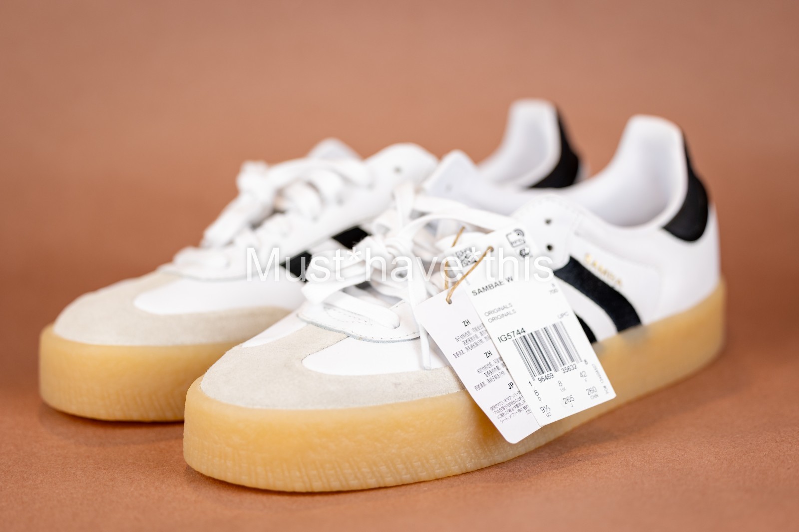 Adidas Samba Sambae Women's Size 9.5 OG Leather Shoes White Black Gum IG5744