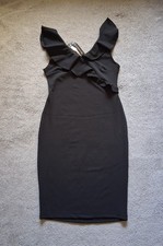 Gossip Black Bodycon Dress Ruffle Trim UK 10-12 Brand New With Tag