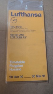 Lufthansa Airlines System Timetable Flugplan October 28, 1990 to March 30, 1991
