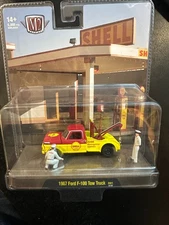 M2 Machines Shell Service Station Diorama - 1967 Ford F-100 Tow Truck R01 24-02