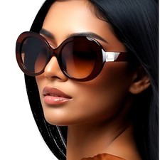 Oval Sunglasses Brown Mod Style Fashion Shades Women Brown Lens Outdoor Beach