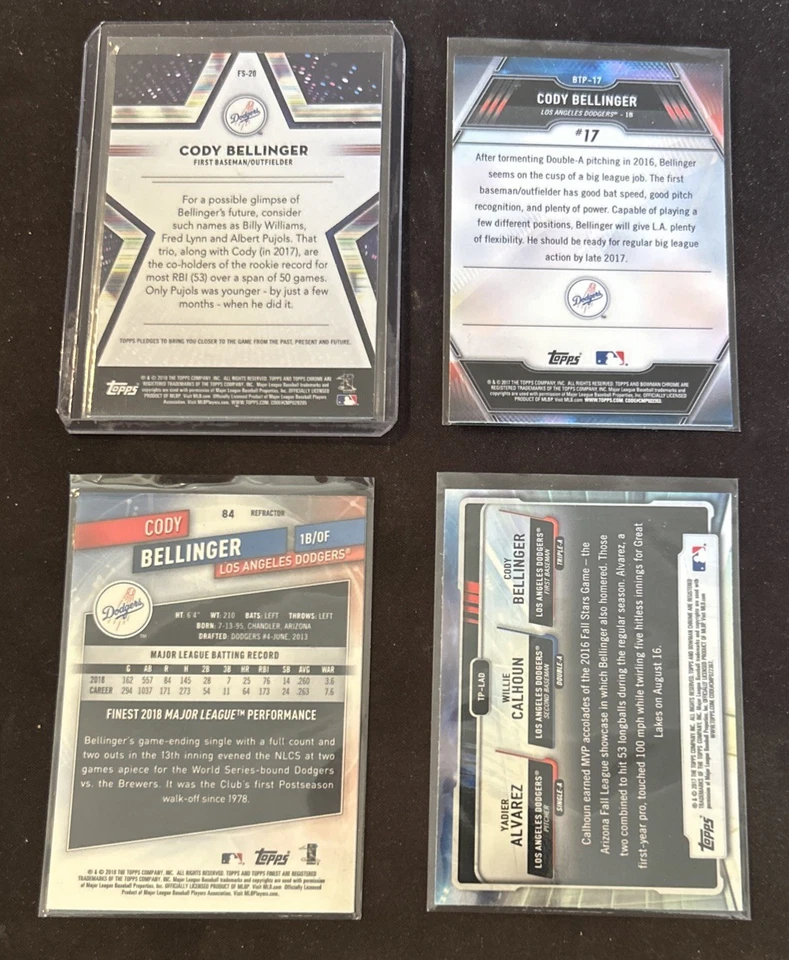 Cody Bellinger 4 Refractor Lot 2019 Topps Finest + Chrome Future Stars + Top 100 - Image 2 of 2
