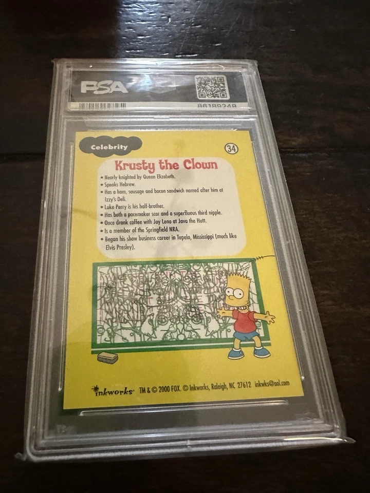 2000 Inkworks The Simpsons 10th Anniversary Krusty The Clown #34 PSA 10 POP 2 - Image 2 of 2
