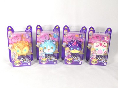 Mattel Polly Pocket Pet Connects Playset Set Of 4 Cat Zebra Dog Deer NEW