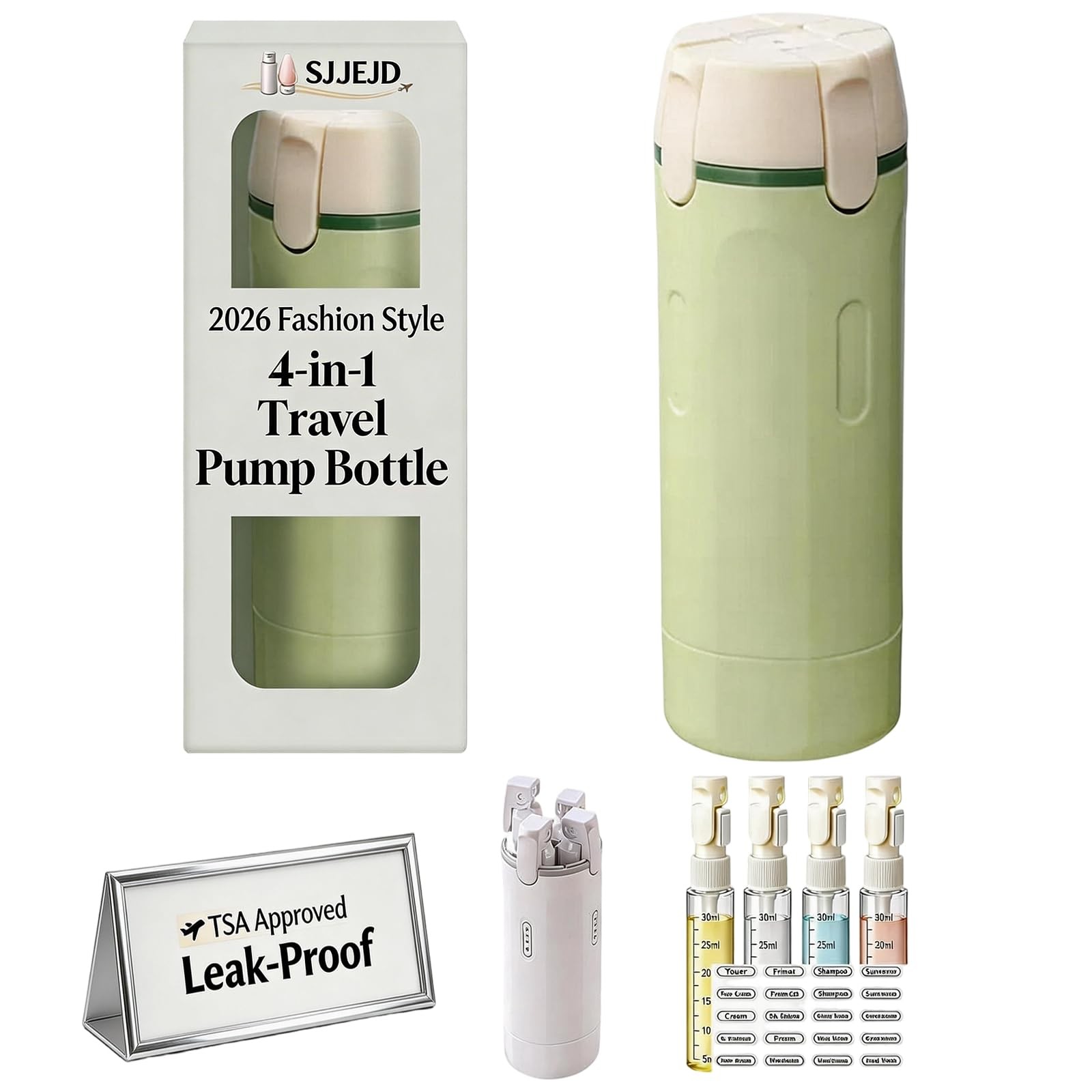 4 in 1 Travel Dispenser Bottle Set, Leakproof TSA Travel Siz
