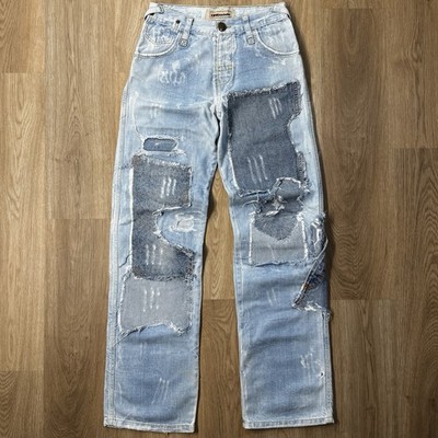 Clink Jeans London Patchwork Baggy W28 L34 Blau Frankenstein Scab Denim Y2K