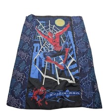 Vintage Marvel Spider Man Twin Quilt Blanket 2002 Cobweb Webbed City Night