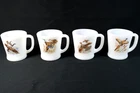 Vintage Fire King Coffee Mugs Milk Glass Pheasant Duck Bird Hunting Cabin Decor