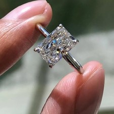 2.5CT Radiant Cut Moissanite Women's Engagement Ring In 14K White Gold Plated