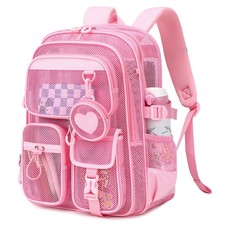Mesh Backpack for School, Heavy Duty Large Capacity Bookbag, Breathable See T...