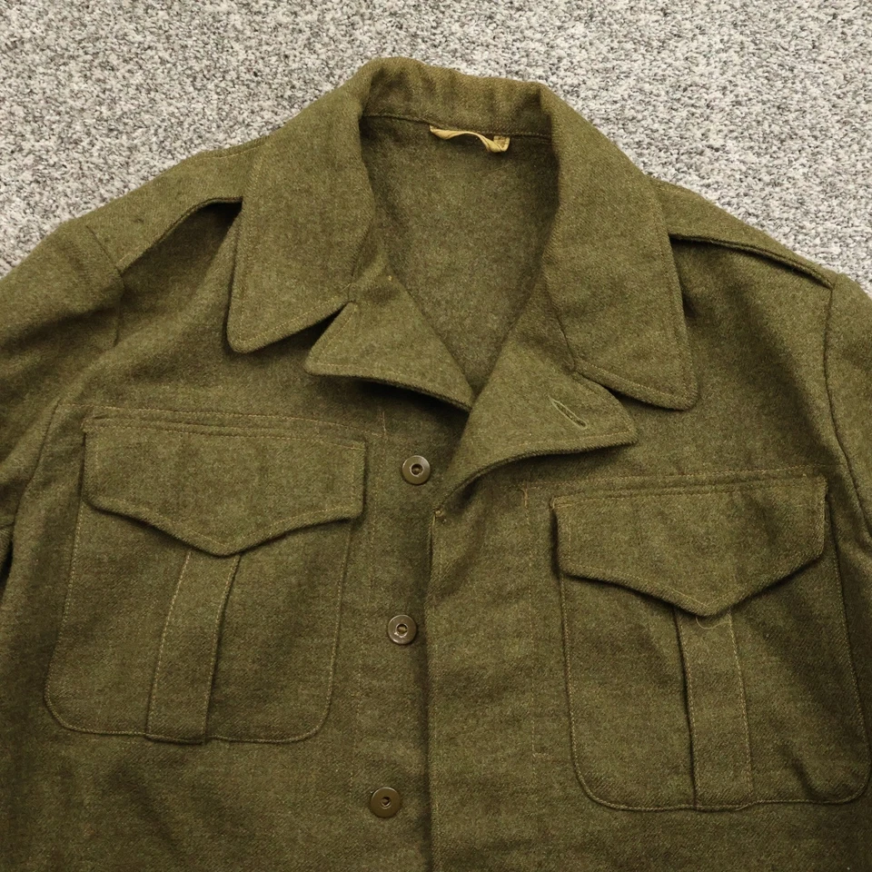 Vintage British Army Jacket Mens 19 1961 Khaki Wool Battle Dress Military biker - Image 3 of 4