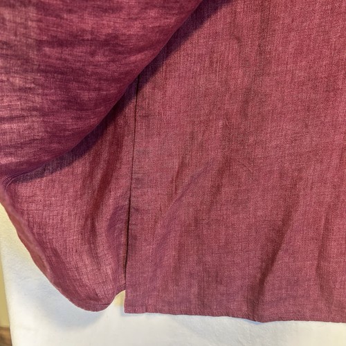 Eileen Fisher Organic Linen Wrap Dress Adjustable V Neck Midi Burgandy Large EUC - Picture 8 of 13
