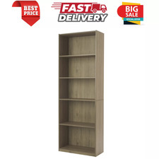 5-Shelf Mainstays Wood Bookcase with Adjustable Shelves, 71" Tall, Rustic Oak