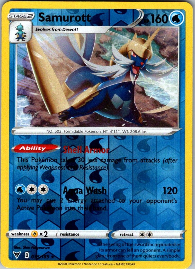 Pokemon Samurott Reverse Holo Rare SWSH04: Vivid Voltage 035/185 NM