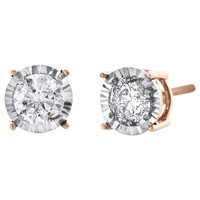10K RoséGold Runde Diamant-Ohrstecker Miracle Set 4 Prong 7,50 Mm 1 CT