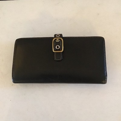 Vintage COACH Black Wallet 100% Leather Large Multiple Compartments Luxury