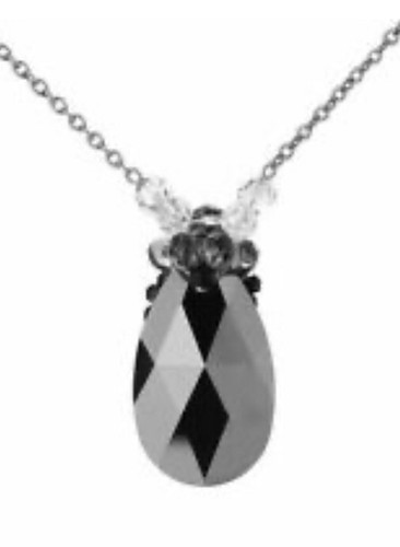 Swarovski Necklace Smoothly Crystal Black Gray Metallic Pendant Silver - Picture 3 of 10