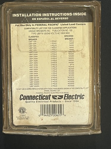 New UBI UBIF0240N UBIF-0240N 2 Pole 40 Amp 120v circuit breaker thin FPE NC240 - Picture 2 of 2