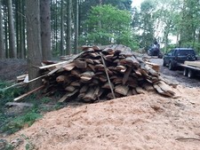 Larch & Douglas Fir first cut sidings / slab wood. 3.6m and 5.0m long. Per ton.