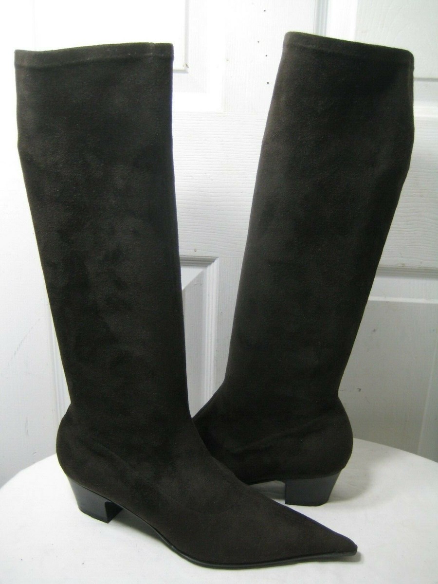 CAPARRINI FIRENZE Chocolate Suede Sock and Stretch Knee High Boot Size 41 