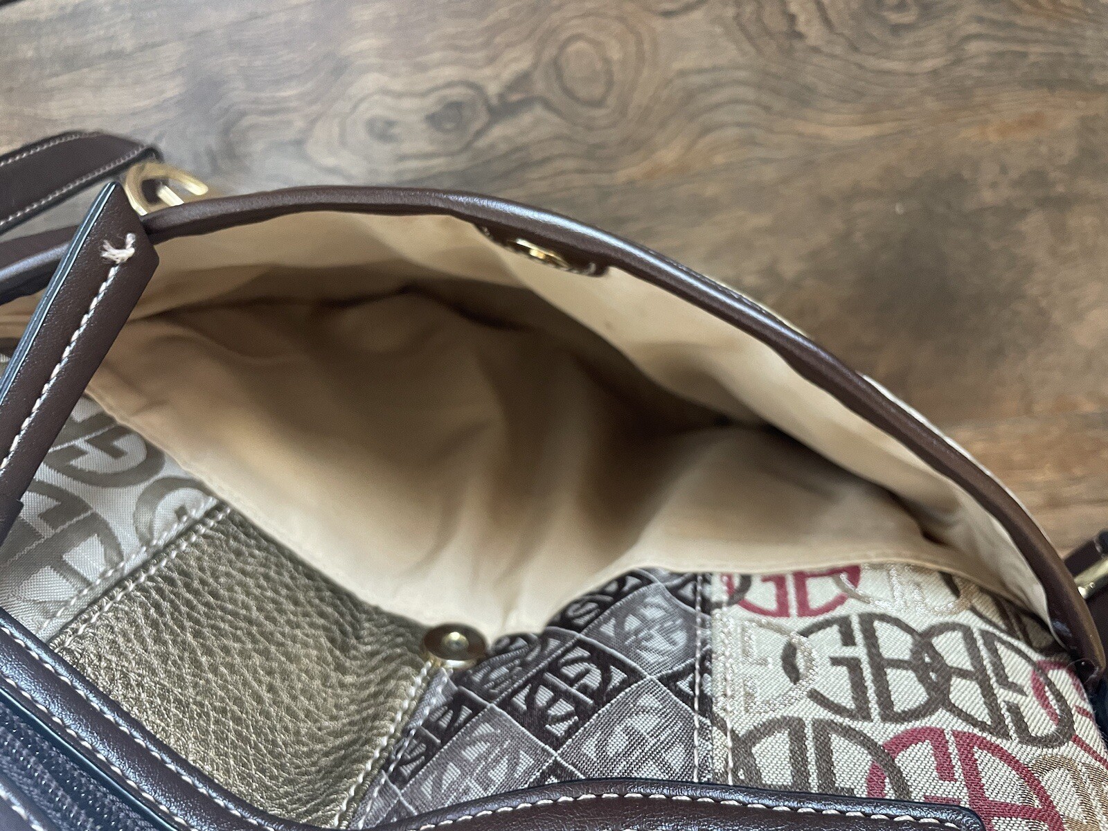 GIANI BERNINI Leather Canvas Logo Patchwork Cross… - image 23