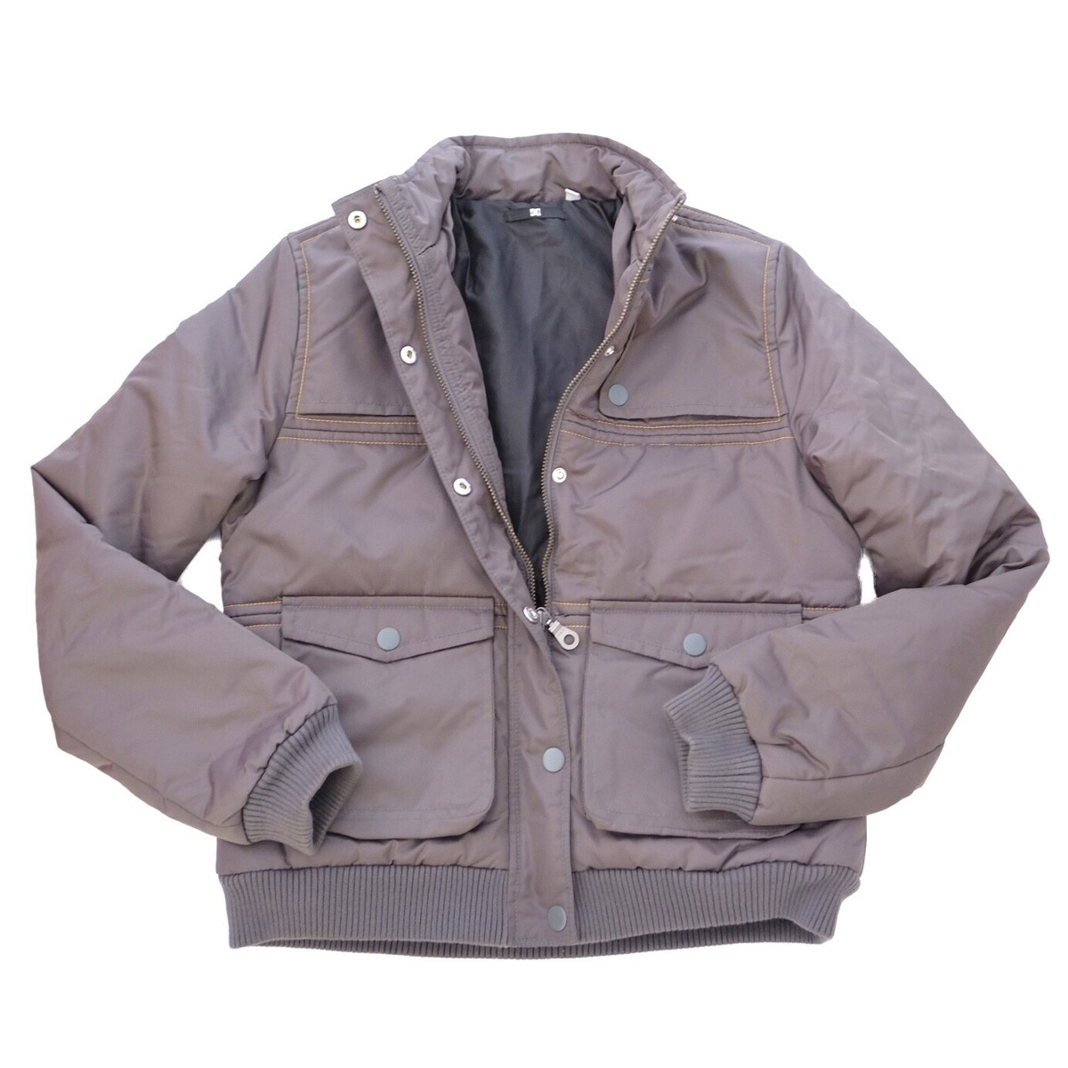 DC DCLA BOYS KIDS WINTER MOTO INSULATED JACKET Sz MEDIUM GRAY YELLOW STITCH  ZIP