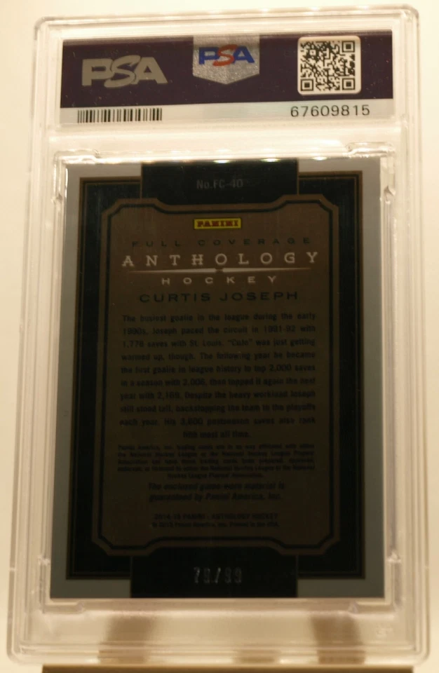 2015 Panani Anthology relíquia cobertura total 79/99 Curtis Joseph #FC-40 PSA 9 - Imagem 2 de 2