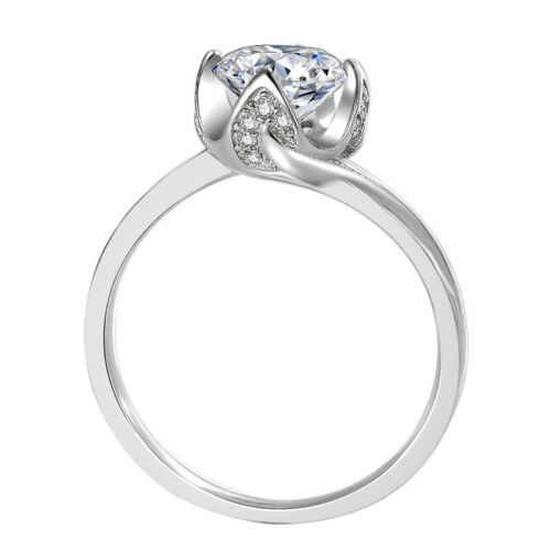 Anillo de compromiso hecho a mano corte redondo de 1,5 quilates AAA CIRCONITA 925 plata regalo para mujer talla 4-9 - Imagen 7 de 16