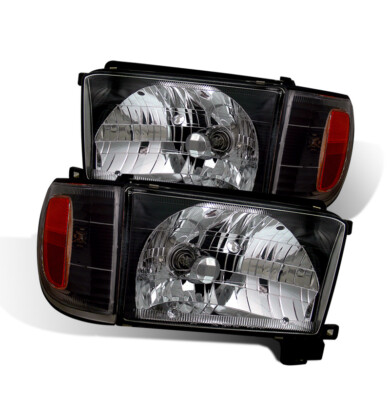 CG Fit 1999-2002Toyota 4Runner Black Clear Glass Headlights w/ Corner Lights