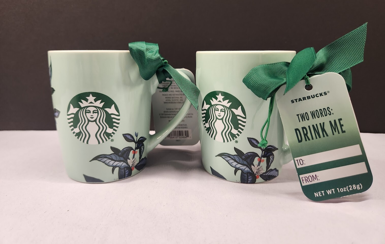 Starbucks Mint Green Coffee Cup Mug 2021 Set of 2 New 10oz Floral