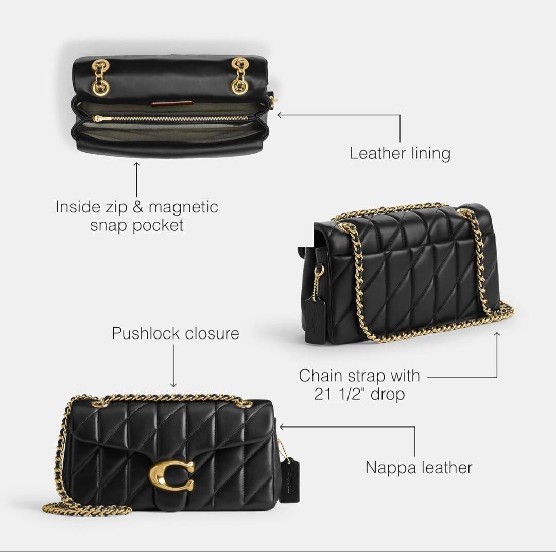 COACH CP150 Quilting Tabby Shoulder Bag 26 Black & GoldGold Ladies