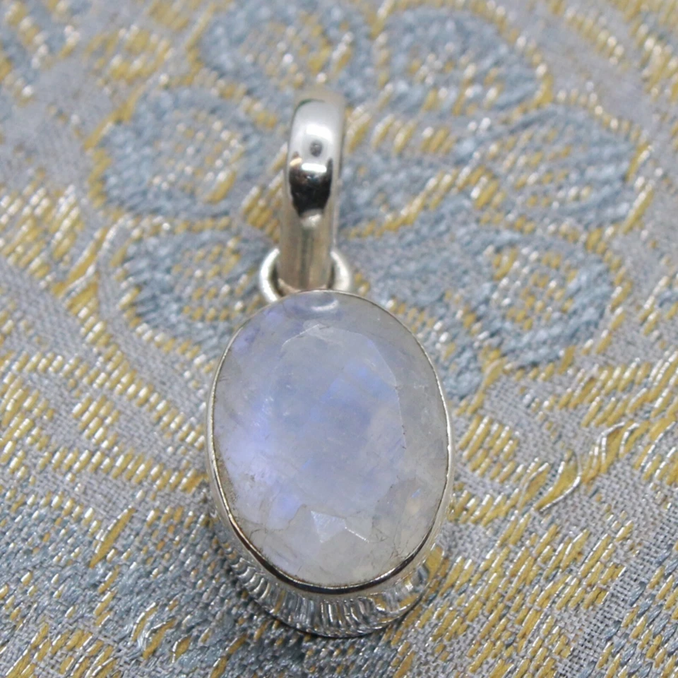 Arcobaleno Pietra di Luna Ciondolo IN Argento 925 da Collana 2,5cm Sterling Fa - Immagine 2 di 4