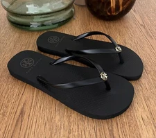 TORY BURCH Flip Flops 9 Black Flats Thin Strap Sandals