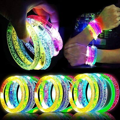 Light-Up Acrylic Bracelet Wristband LED Flashing Glow Blinking Rave Wear 12 PC 