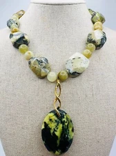 Handcrafted chunky jasper toggle Necklace 18”