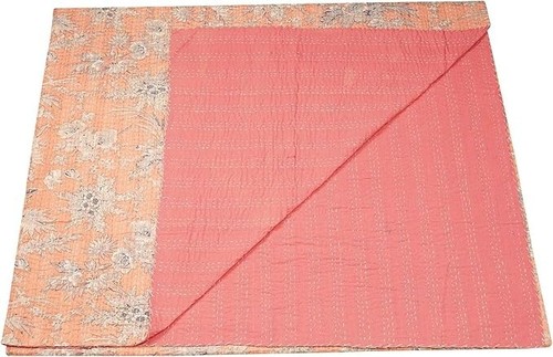Indian hand Block Print Kantha Quilt Blanket Cotton King Bedspread Gudari Throw - Picture 4 of 8