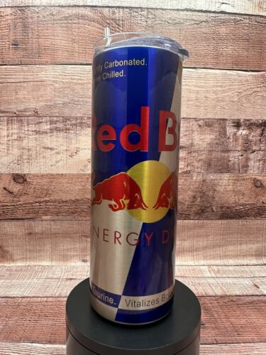 BEVANDA ENERGETICA TORO ROSSO ARGENTO CROMATO 20 OZ TAZZA TUMBLER ACCIAIO INOX + PAGLIA COPERCHIO - Foto 4 di 13