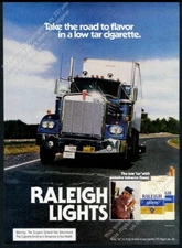 1981 Kenworth semi truck photo Raleigh Lights cigarettes vintage print ad