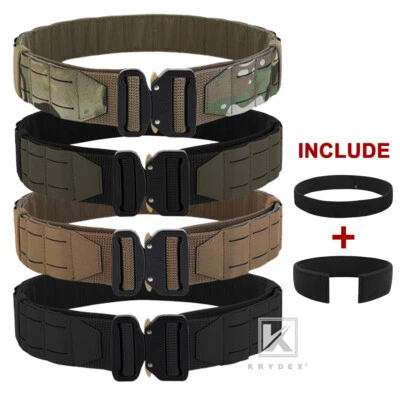 KRYDEX Tactical Battle Belt Laser Cut MOLLE & Inner Belt & Padded Anti-Slip Pad