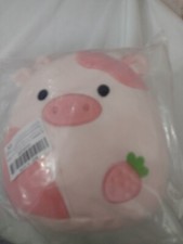 Pink Cow With Strawberry Stuffed Animal