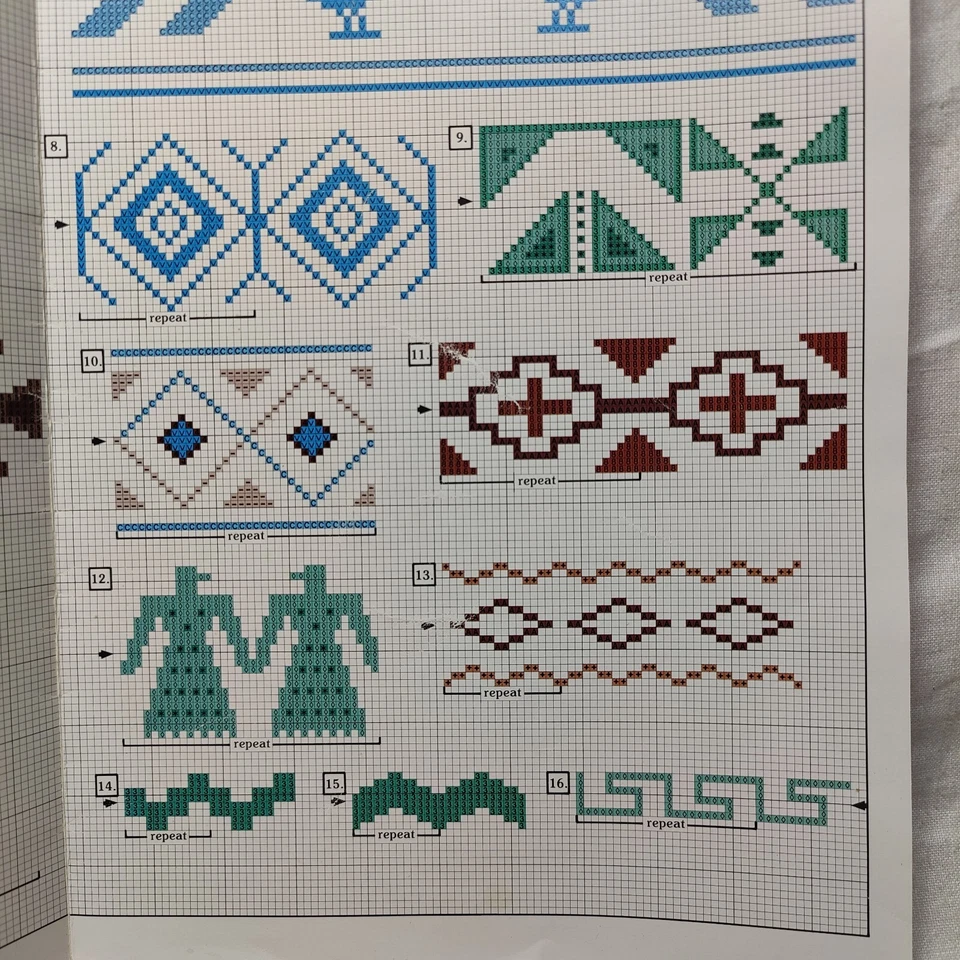 Редкий винтажный листок с вышивкой 1988 Southwest Afghan Borders Leisure Arts No 641 - Изображение 2 из 4