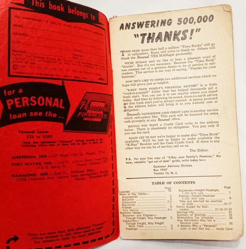 Railway Employees 1950 Personal Annual Time Recording Book Fort Wayne Indiana  - Bild 3 von 9