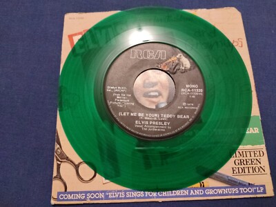 1978 Elvis (Let Me Be Your) Teddy Bear 7'' Vinyl Record Canada. Green Limited ed